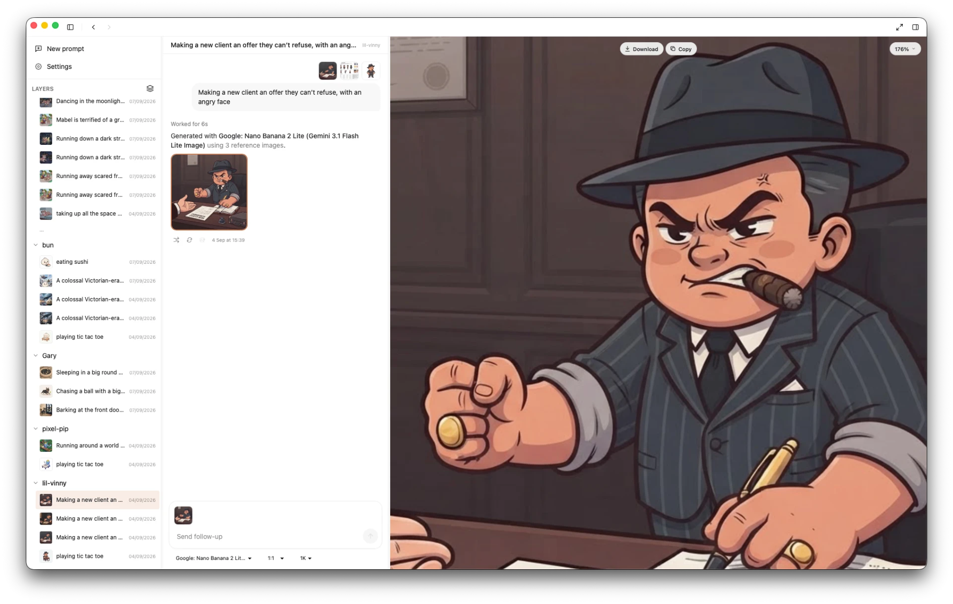 Lil Vinny the mobster sliding a contract across his desk