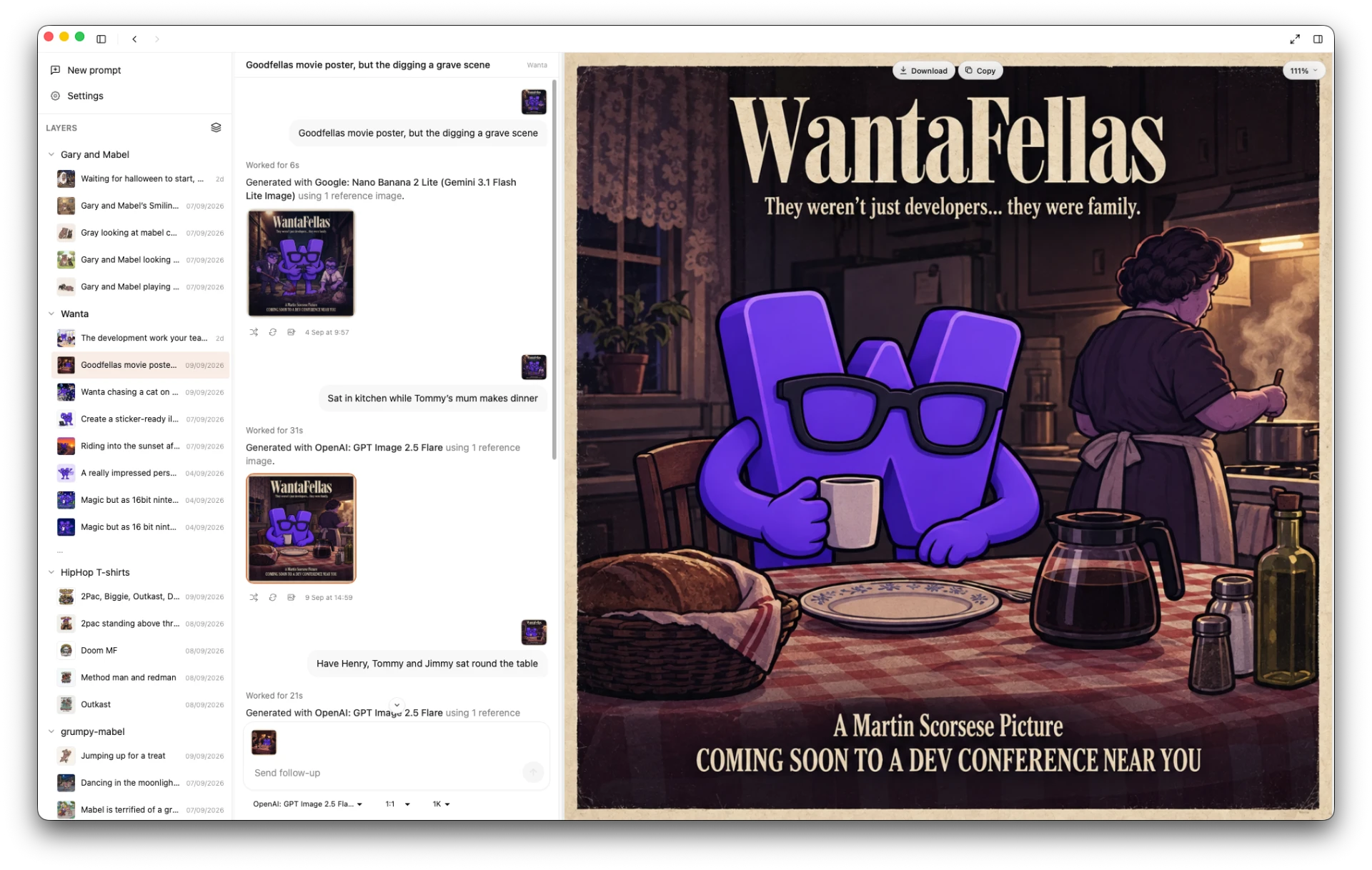 WantaFellas movie poster of Wanta with coffee in Tommy's mum's kitchen